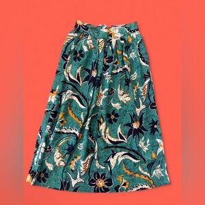 Vintage 90’s teal floral midi skirt with pockets. Norton McNaughton